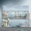 amatop Ocean Beach Wall Art 3D Framed Hand-Painted Seascape Oil Painting Perching Bird Canvas Artwork 'The Tranquility by The Sea Shore' for Living Room Bedroom Decor Coastal Blue by CozyNest Decor