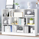 IOTXY Open Shelf Low Bookcase - Wooden 3-Tier Floor Standing Display Cabinet Organizer with Base, 10 Cubes Short Horizontal Bookshelf in Warm White by CozyNest Decor