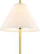 GLOBE Electric 61000060 60" Floor Lamp, Matte Brass Finish, Beige Linen Shade, Heavy Weighted Base, Rotary Switch on Shade, Modern Standing Light for Living Room, Home Office Accessories by CozyNest Decor