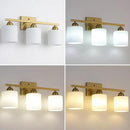 Stainless Steel Milk Glass Vanity Lights for Bathroom, 3 Light Gold Bathroom Light Fixtures Over Mirror, Ceramic E26 Sockets Wall Mounted by CozyNest Decor