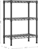 750 lbs 3 Tier Shelf Metal Storage Shelves Wire Rack Closet Organizers with PP Board for Garage Kitchen Bathroom Laundry Black 11.8" D x 21.7" W x 28.6" H by CozyNest Decor