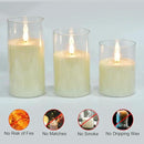 Flameless Flickering Remote Control Candle, Glass Pillar Candle,3 Pack (D:3"×H:4" 5" 6") LED 3D Flame Romantic Candle,Battery Operated Real Wax, Ideal for Wedding, Home Decor Holiday (Ivory) by GreenHaven Gardens