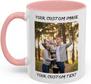 Personalized Coffee Cup with Photo, Logo or Text - Custom Both Sides Printed Mug for Him & Her - Unique Customized Gifts with Names - White/Pink by TinyTreasures Baby Boutique