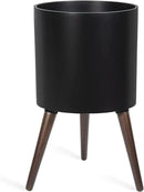 D'vine Dev 12 Inch Planter Pot with Stand, Mid-Century Tall Plant Pot with Legs for Indoor Plants, Large, Black, 88-O-C-2 by GreenHaven Gardens