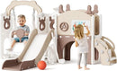 Mloong 12 in 1 Toddler Slide and Swing Set, Kids Slide for Toddlers 1-3 Years Old Baby, Indoor Outdoor with Basketball Hoop Drawing Golf for Kids Easy Assembly(Beige & Rosy Brown)(82×67×41in) by TinyTreasures Baby Boutique