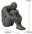 Guichifun Sitting Man Sculptures Home Decor - Resin Bronze Sitting Posture Holding Arms Legs Lonely Statues Decorative Objects Outdoor Gift for Men 9.25 x 5.25 x 7.5 Inch by CozyNest Decor