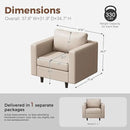 ABCASA Faux Leather Single Sofa, Modern Accent Chair Whitesand with Storage Deep Seat Large Reading Armchair for Living Room Bedroom Office by CozyNest Decor