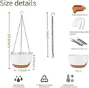 2 Pack Hanging Planters for Indoor Outdoor Plants, 12 Inch Self Watering Hanging Pot with Drainage Holes and Saucer, Plastic Plant Pots, White Brown Flower Pots for Kitchen, Balcony, Garden by CozyNest Decor