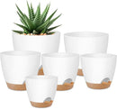 Plant Pots 8/7/6.5/6/5.5/5 Inch Self Watering Pots, Set of 6 Plastic Planters with Drainage Holes and Saucers,Plastic Flower Pots,Nursery Planting Pot for Indoor Out Door Plants（White） by CozyNest Decor