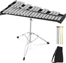 32 Note Glockenspiel Xylophone Percussion Kit with Height Adjustable Stand, Drumsticks and Carry Bag by TinyTreasures Baby Boutique