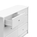 Storkcraft Crescent 6 Drawer Double Dresser (White) – GREENGUARD Gold Certified, Nursery Dresser for Kids Bedroom by TinyTreasures Baby Boutique