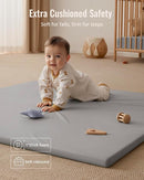 Blissful Diary Vegan Leather Baby Play Mat, 50x50 Thicken Foam Cushioned & Waterproof Playpen Mat for Infants and Toddlers, Stylish and Just Wipe-Clean Playmat for Baby Play on Floor, Light Gray by TinyTreasures Baby Boutique