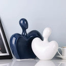 XMGZQ Blue and White Ceramic Couple Figurines Home Decor Accent,Wedding Engagement Romantic Gift for Husband Wife,Large Male and Female Love Statue Valentine's Day Birthday,Abstract Hugging Couple by CozyNest Decor