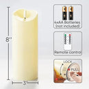 Homemory 3"x8" Outdoor Waterproof Flameless Candles, LED Candles, Battery Operated Candles with Remote and Timers, Electric Fake Plastic Pillar Candles, Dark Ivory, Set of 2 by CozyNest Decor