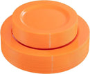 FLOWERCAT 60PCS Orange Plates - Heavy Duty Orange Plastic Plates Disposable for Halloween & Thanksgiving Party - Serve 30 Guests 10.25inch and 7.5inch by CozyNest Decor