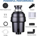 Powerful 1HP Stainless Steel Garbage Disposer, Dishwasher-Friendly and Continuous Feeding Waste Disposer, Grinding Material Four-Stage Grinding, Black by CozyNest Decor