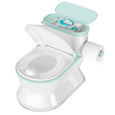 2-in-1 Toddler Potty Training Toilet - Larger Potty Chair & Detachable Training Seat for Boys & Girls Ages 1-3 with Flushing Sound, Wipes Storage, Toilet Paper Holder - Cyan by TinyTreasures Baby Boutique