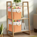 i BKGOO 3Pack Large Foldable Storage Bins，Collapsible Sturdy Cationic Fabric Organizing Storage Basket Cube with Cotton Handles for Home Office Shelf Clothes Toys Beige-Orange 13×13×13 inch by CozyNest Decor