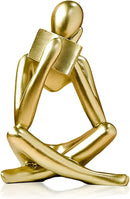 Bookshelf Decor Reading Statue - Abstract Art Thinker Sculpture Bookend for Shelves Aesthetic, Modern Home Decoration Figurine for Living Room Office Shelf Desk Coffee Table Decor(Gold Right) by CozyNest Decor