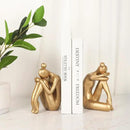 Unique Cast Iron Girl Thinker Bookends, Heavy-Duty Decorative Book Stoppers for Shelves, Creative Home and Office Desk Ornaments, 1 Pair/2 Pieces, 5.9" by CozyNest Decor