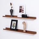 AZSKY Floating Wood Wall Shelves Light Walnut 48 Inch Long Hanging Picture Photo Ledge Shelf Rustic Modern Narrow Shelves for Wall Decor Storage and Display Nursery Book Shelves a Set of 3 by TinyTreasures Baby Boutique