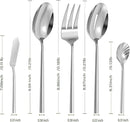 Silverware Serving Set 5-Piece Mirror Polished Stainless Steel Flatware Thick Handle Hexagon Cutlery Serving Utensils Set by CozyNest Decor