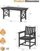 HDPE Patio Dining Set, 5-Piece Outdoor Table and Chairs with Umbrella Hole, Modern Outdoor Dining Set for 4, HDPE Outdoor Patio Furniture Dining Sets for Deck, Poolside, Porch, Obsidian by CozyNest Decor