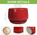 G EPGardening Ceramic Planter 7 Inch - Flower Pots for Indoor Plants, Round Planter with Drainage and Ceramic Tray, Modern Plant Pot, Bathroom Decor, Teacher Gifts, Red by GreenHaven Gardens