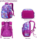 Cusangel Purple Mermaid 3pcs Set with Lunch Box Pencil Case,Multi Compartment Backpack, Dinosaur Backpack Chest Strap Side Pockets 16 Inch by TinyTreasures Baby Boutique