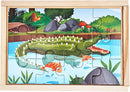 OLYDAUS Wooden Jigsaw Puzzles - Farm and Wild Animals - Set of 8 Puzzles - Preschool Kids and Toddlers Age 3 4 5 by TinyTreasures Baby Boutique