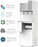 Hot and Cold Water Dispenser with Ice Maker for 5 Gallon Bottle Water Cooler Dispenser Built-in Ice Maker 27 lbs in 24 hrs with Child Safety Lock by CozyNest Decor