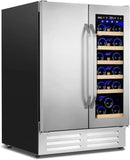 Wine and Beverage Refrigerator,24 Inch Dual Zone Wine Beverage Cooler, Built-in/Freestanding Beer and Wine Fridge with a Powerful Compressor, 20 Bottles and 88 Cans Capacity by CozyNest Decor