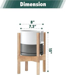 D'vine Dev Ceramic Planter with Natural Stand - 8 Inch Modern Round Flower Pot with Wood Planter Holder, White/Grey, 55-B-N-6 by GreenHaven Gardens