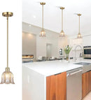 Modern Gold Pendant Light Brushed Brass Mid Century Chandelier Amber Glass Shades Adjustable Rods Farmhouse Ceiling Hanging Lighting Fixture Kitchen Island Dining Room Bedroom by CozyNest Decor