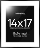 Homeforia 14x17 Picture Frame Black, High End Metal 14 x 17 Poster Frames with Mat 11 x 14 for Photo, 14x17 Black Frame Matted to 11x14 inch Print, 17x14 Thin Frame, Tempered Glass, Wall Kit, Set of 1 by CozyNest Decor