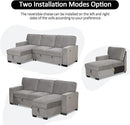 EBELLO Convertible Sleeper Sofa 3 in 1, Chenille Modern L-Shaped Couches for Living Room, Pull Out Sectional Futon Sofa Bed with Storage Space, USB Ports and Cup Holders for Bedroom, Grey by CozyNest Decor