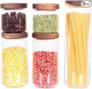 Glass Canisters Set of 5 for the kitchen, Glass Storage Container jars with Airtight Acacia Lid for Coffee Beans, Flour, Sugar, Rice and Spaghetti and etc by CozyNest Decor