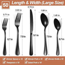 Lazycorner 50 Pcs Black Silverware Set for 10, Mirror Polished Flatware Set Stainless Steel Fork Knife Spoon, Food Grade Eating Utensils Sets, Reusable Silverwear Cutlery Set, Dishwasher Safe by CozyNest Decor