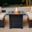 Lausanne Propane Fire Pit Table 28” Outdoor Firepit 50,000 BTU Firepits for Outside with Lava Rocks and Removable Lid Metal Fire Pit Outdoor Fireplace Propane Fire Pits for Outside CSA Certified by GreenHaven Gardens