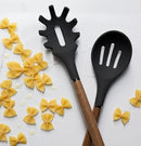 Country Kitchen Non Stick Silicone Utensil Set with Rounded Wood Handles for Cooking and Baking, 8 Piece Set, Black by CozyNest Decor