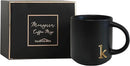 COLLECTIVE HOME - Black Monogram Ceramic Mugs, 15 oz Golden Initial Coffee Cups, Elegant Alphabet Tea Mugs, Personalized Halloween Mug with Gift Box, Perfect for Office and Home Décor (k) by CozyNest Decor