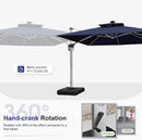 PURPLE LEAF 10 Feet Double Top Deluxe Solar Powered LED Square Patio Umbrella Offset Hanging Umbrella Outdoor Market Umbrella Garden Umbrella, Navy Blue by GreenHaven Gardens