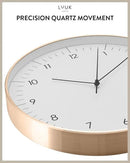 LUUK LIFESTYLE Silent Quartz Wall Clock, Nordic and Minimalist Design, Interior Decoration for Living Room, Kitchen, Bedroom, White and Gold by CozyNest Decor
