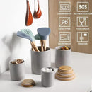 Sweejar Kitchen Canisters Ceramic Food Storage Jar Set, Stackable Containers with Airtight Seal Bamboo Lid for Serving Ground Coffee, Tea,Grains, Herbs,Sugar, Salt and More - Pack of 4（Gray） by CozyNest Decor