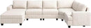 Nolany Sectional Sofa with Storage Ottoman, U Shape Sectional Couch Corduroy Modular Sectional Couches for Living Room, Beige by CozyNest Decor