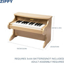 ZIPPY Kids Piano Keyboard, 25 Keys Digital Piano for Kids, Mini Music Educational Instrument Toy, Wood Toy for Toddlers Girls Boys (Oak) by TinyTreasures Baby Boutique