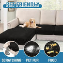 H.VERSAILTEX Velvet Stretch Sectional Couch Covers 3 Pieces Sofa Seat Cushion Covers L Shape Separate Cushion Couch Chaise Cover for Both Left/Right Couch (Large Sofa 2 Seater + 1 Chaise, Black) by CozyNest Decor