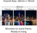 Biuteawal New York City Canvas Wall Art Manhattan Skyline Night View Picture Painting Modern Giclee Canvas Prints Home Office Living Room Wall Decoration by CozyNest Decor