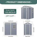 Storage Shed Plastic Outdoor Storage Shed Waterproof Container House with Lockable Door and Transparent Window for Garden, Lawn, Backyard, Patio (6x4FT) by GreenHaven Gardens