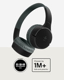 Belkin SoundForm Mini Kids Wireless Headphones w/Built-in Microphone, 30H of Playback Time, & Fun Stickers - Over-Ear Headsets for Online Learning, School, Travel, iPhone, iPad, Galaxy & More - Black by TinyTreasures Baby Boutique